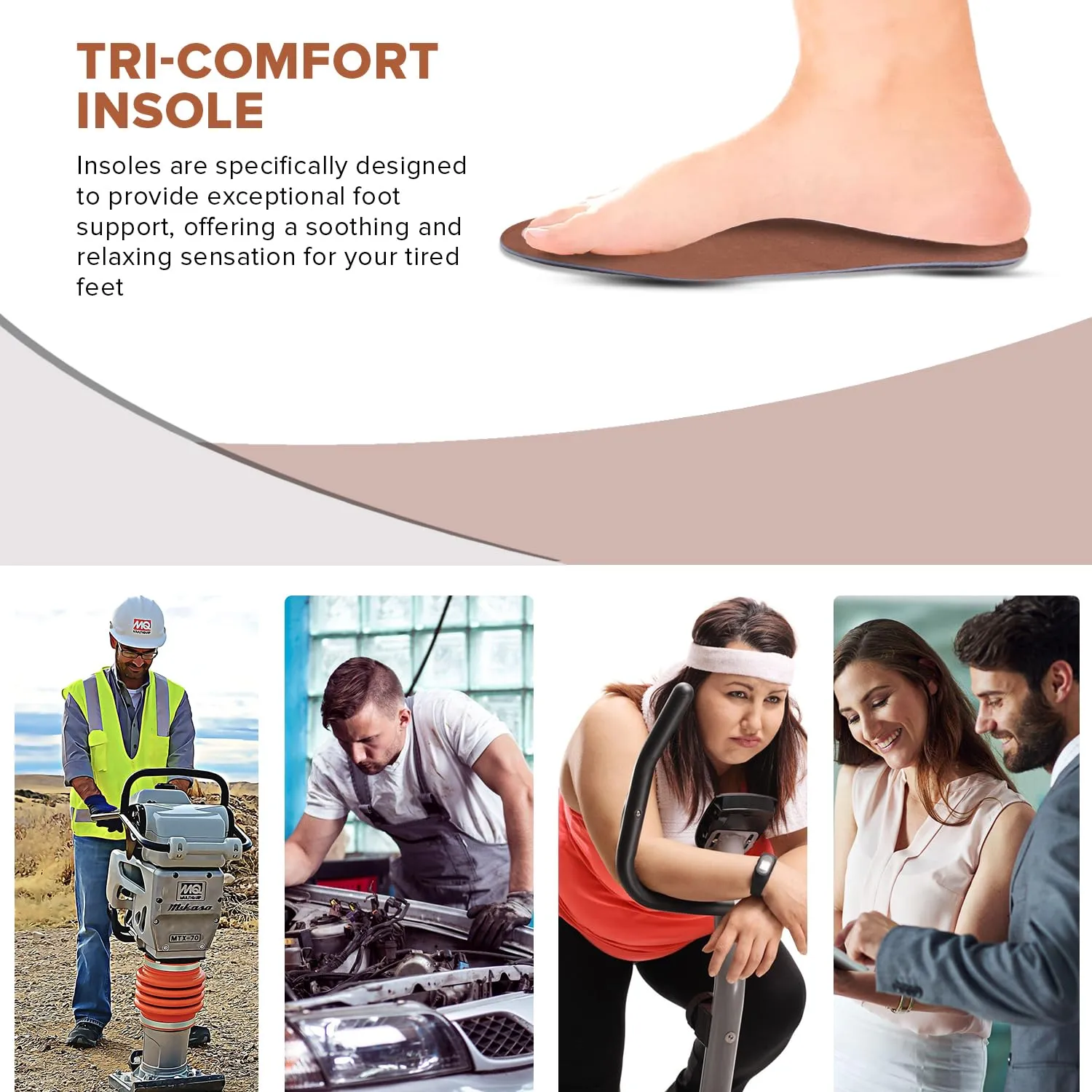 Dr Foot TRI Comfort Insoles | For Heel, Arch Support & Ball Of Foot With Targeted Cushioning | Shock Absorption, Comfort, Breathability| For Men & Women - 1 Pair