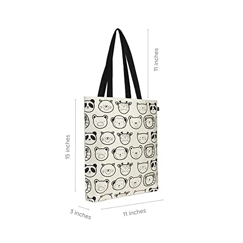 Eco Right Canvas Tote Bags for Women with Zip, College Bag for Girls, 100% Organic Cotton Tote Bag for Shopping, Travel & Beach