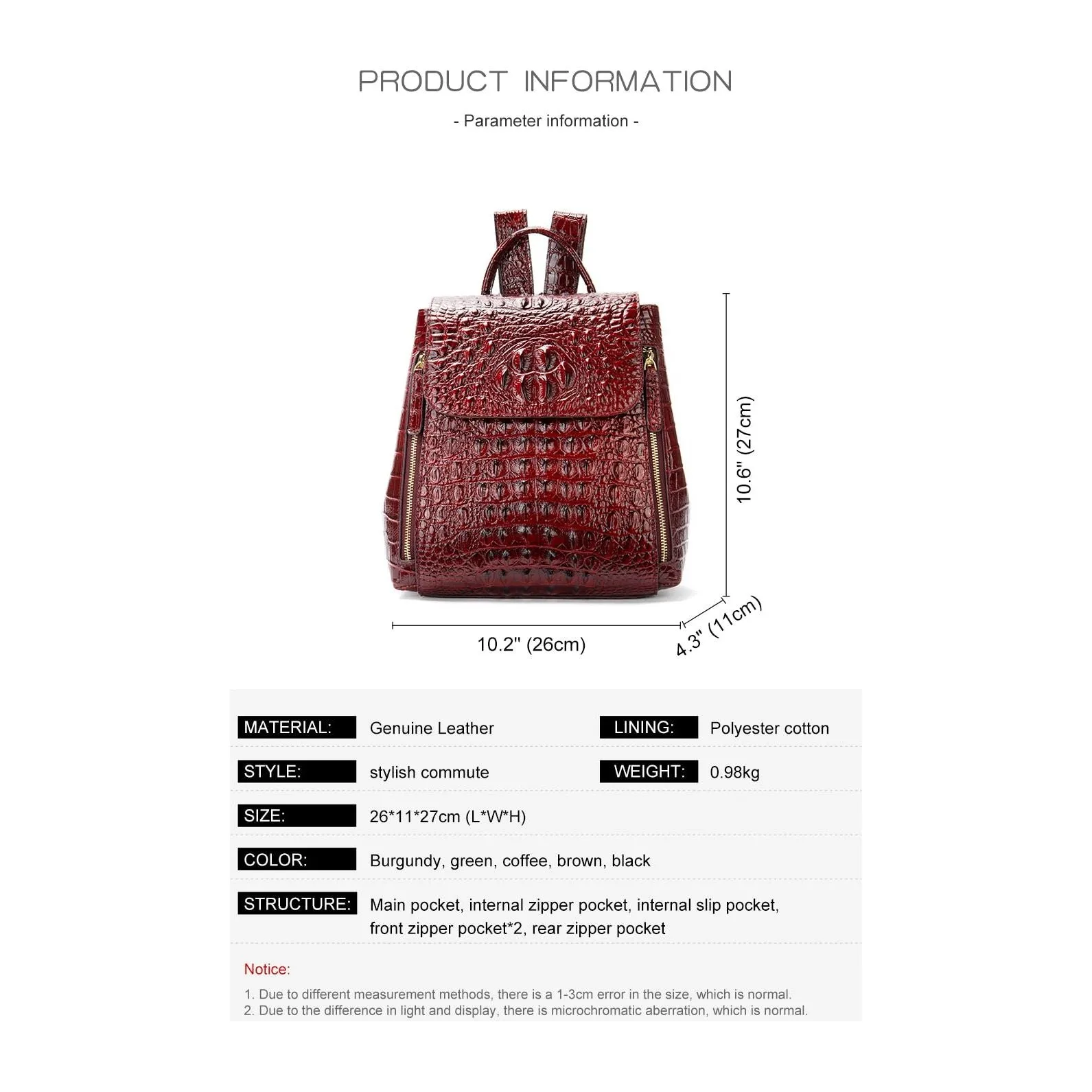 Exotic Chic Croco Texture Women's Fashion Backpack