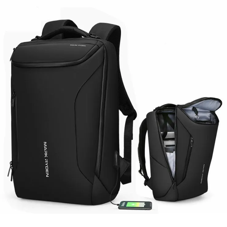 Fashion Men Backpack Multifunctional Waterproof Laptop Bag Travel Bag with USB Charging Port(Black)