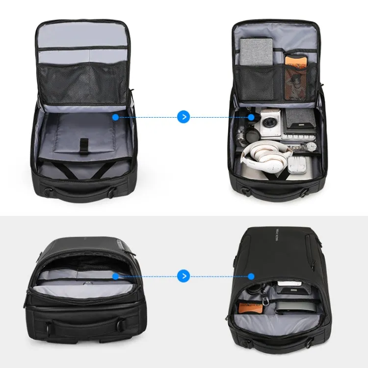 Fashion Men Backpack Multifunctional Waterproof Laptop Bag Travel Bag with USB Charging Port(Black)