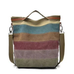 FB-15 Simple Canvas Handbag Single Shoulder Crossbody Bag Multi-Layer Stitching Women Bag