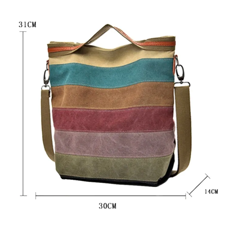 FB-15 Simple Canvas Handbag Single Shoulder Crossbody Bag Multi-Layer Stitching Women Bag