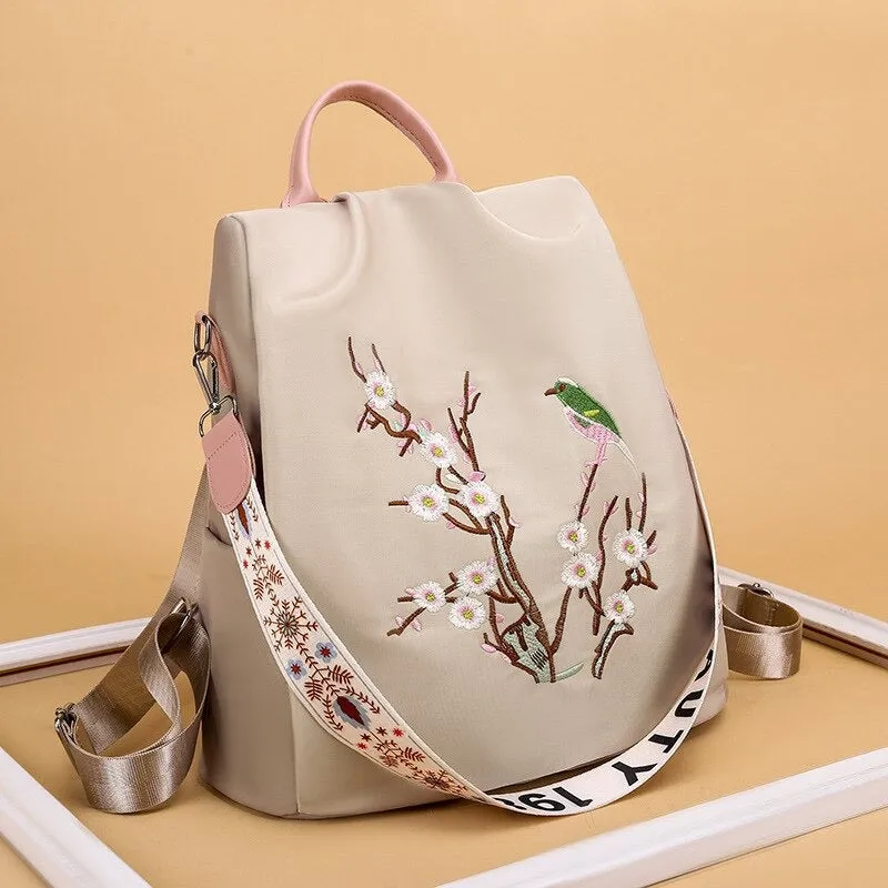 Flower Embroidery Female Backpack