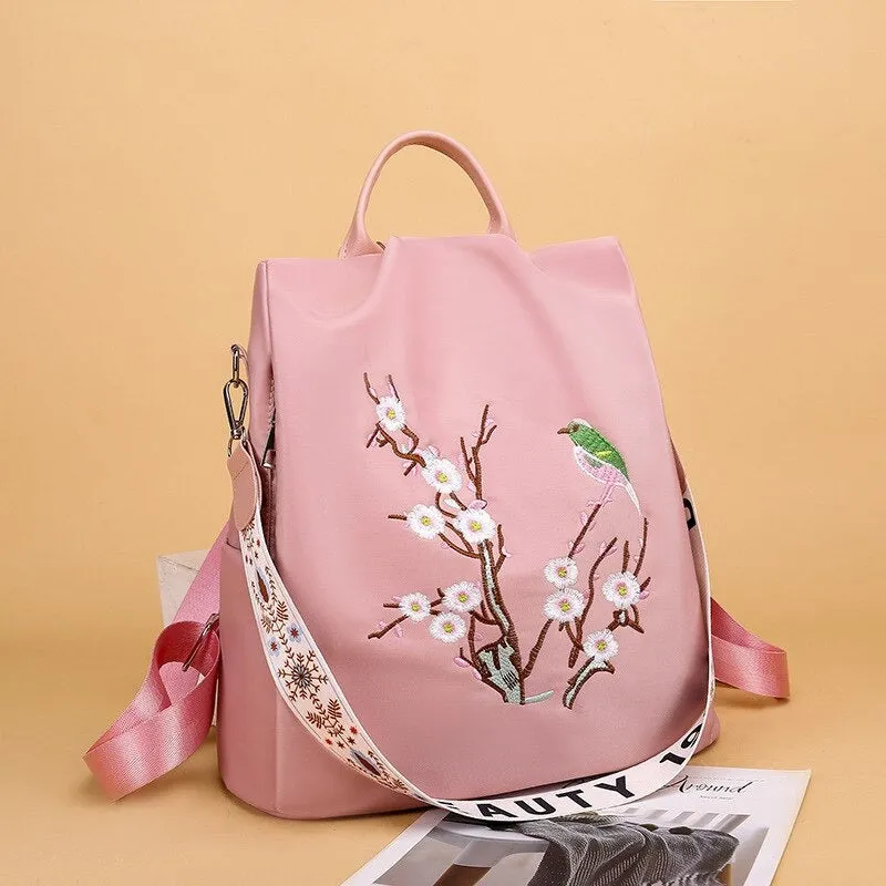 Flower Embroidery Female Backpack