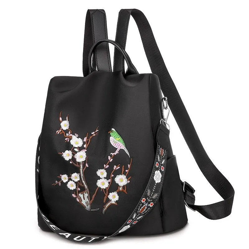 Flower Embroidery Female Backpack