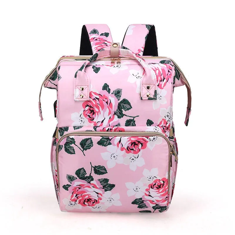 Flower Print Baby Care Backpacks