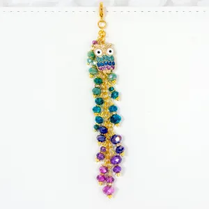 Glitter Owl Planner Charm with Jewel Toned Dangle