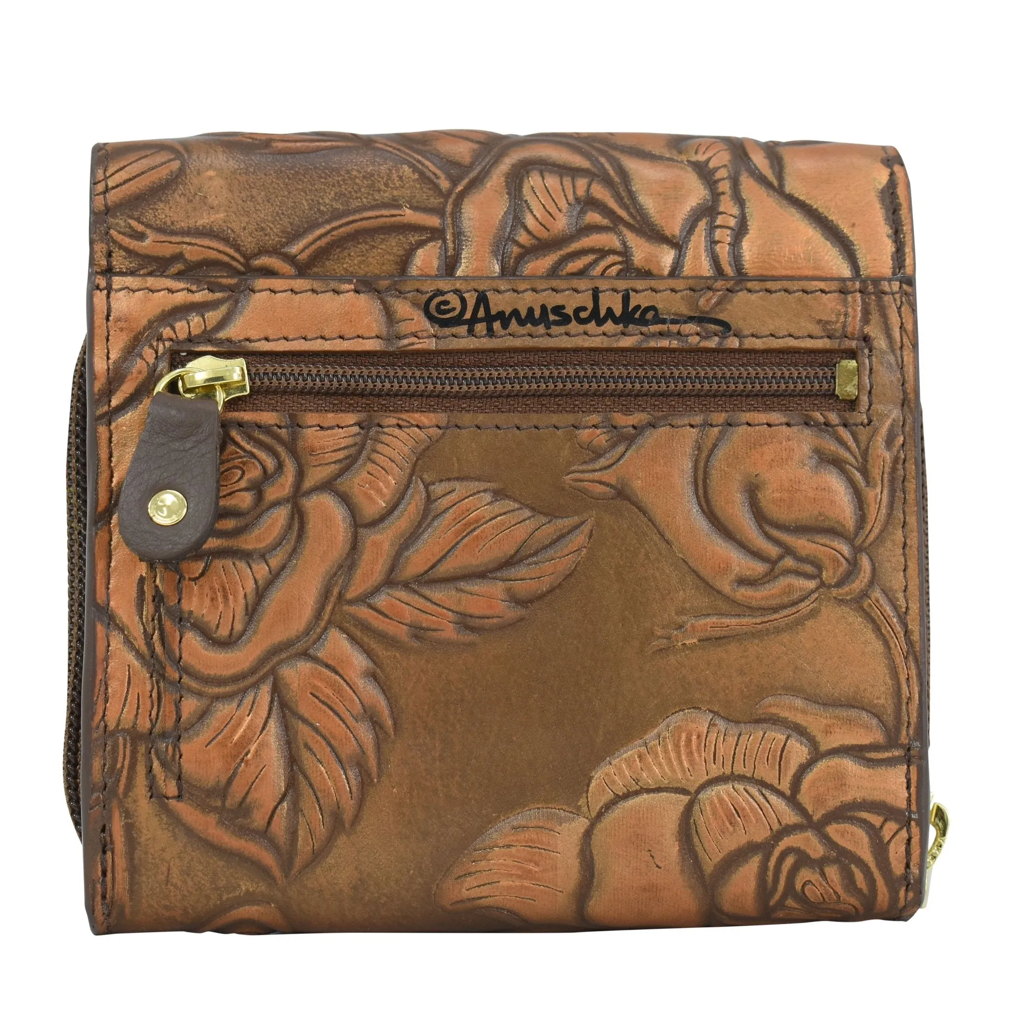 Hand Painted Embossed Leather Crossbody Organizer