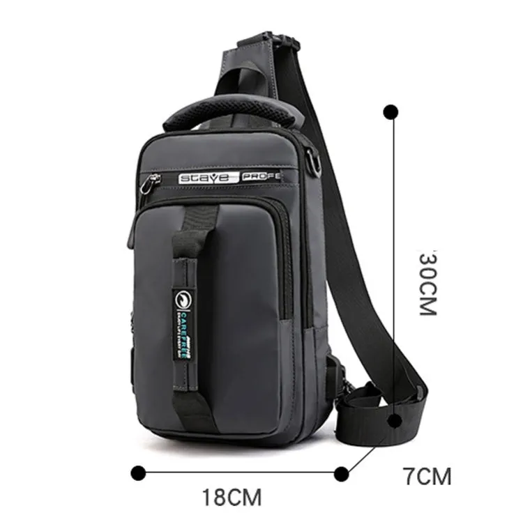 HaoShuai 1100-1 Men Chest Bag Multifunctional Single / Double Shoulder Backpack with External USB Charging Port(Navy Blue)