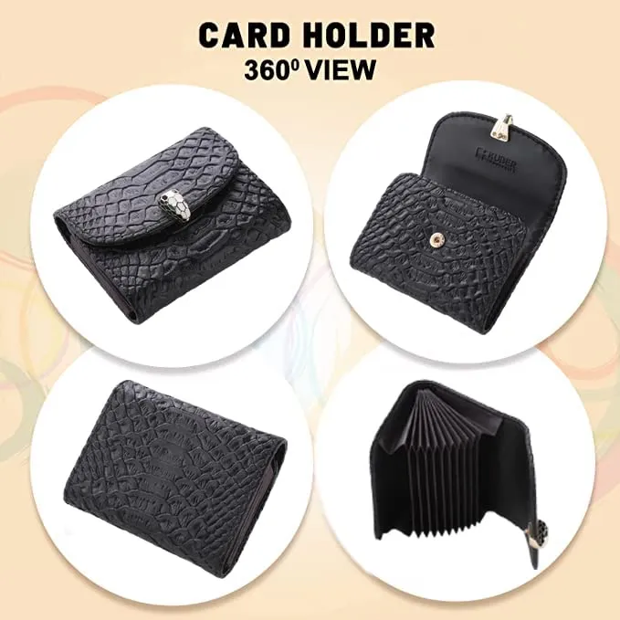 Homestic Card Holder Wallet for Men Women|Debit Credit Card Holder|Wallet for Id, Visiting Card, Buisness Card|Button Closure Wallet|Black