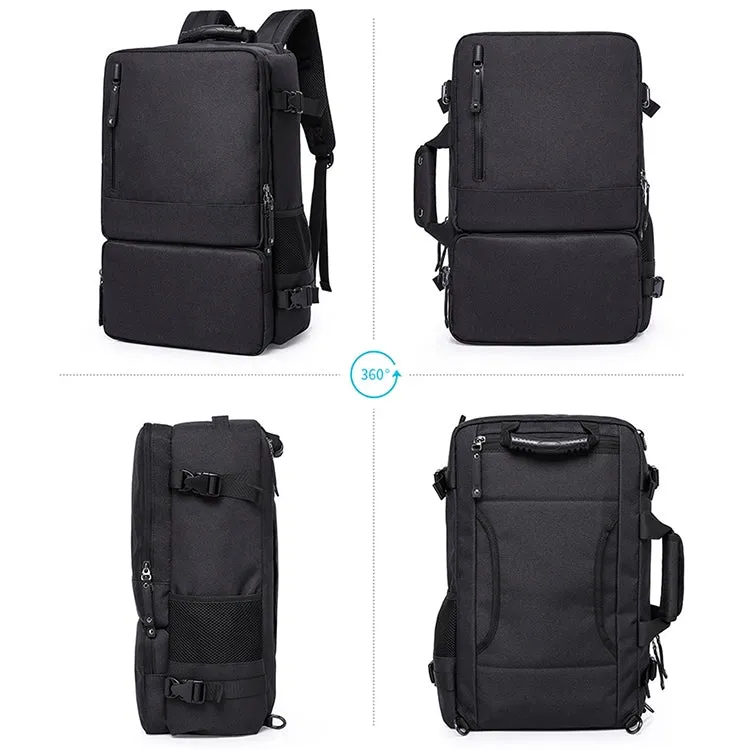 KAKA 16 inch Men Security Backpack Multifunctional Computer Bag Oxford Cloth Shoulders Bag (Black)