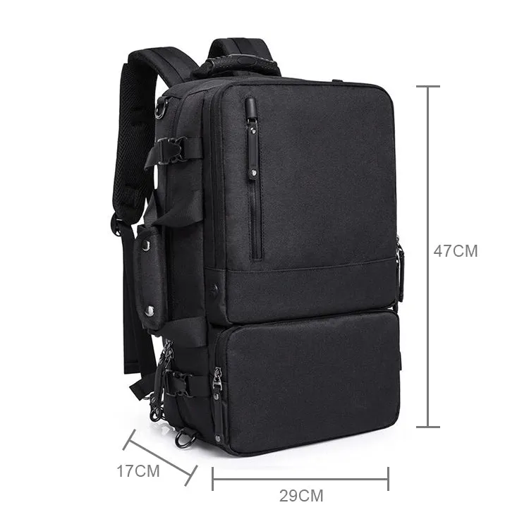 KAKA 16 inch Men Security Backpack Multifunctional Computer Bag Oxford Cloth Shoulders Bag (Black)