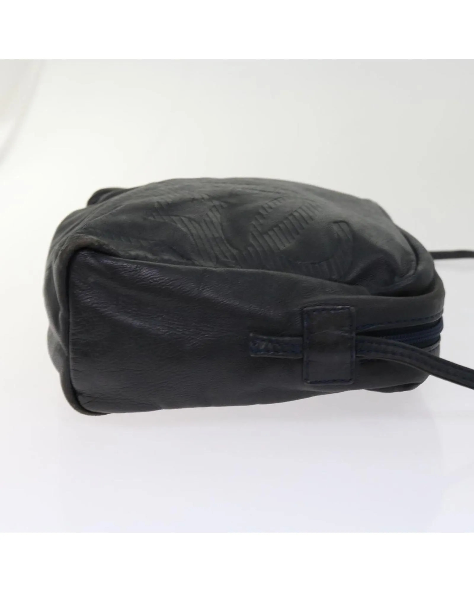 Leather Navy Shoulder Bag with 55cm Drop