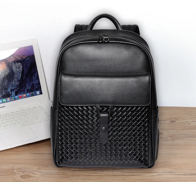 LeatherLux Business Travel Computer Backpack