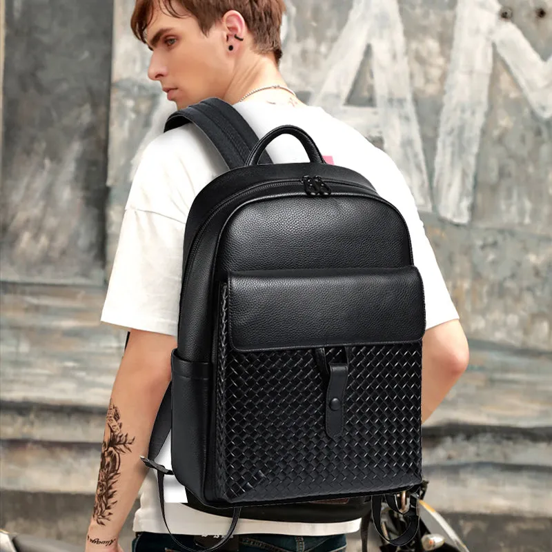 LeatherLux Business Travel Computer Backpack