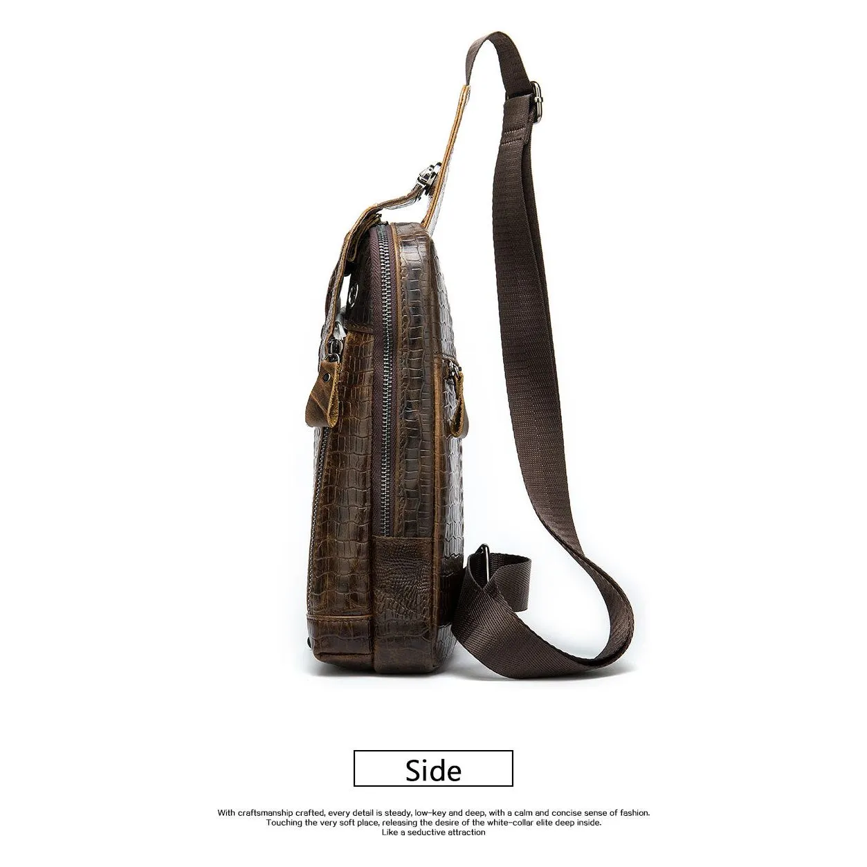 Luxury Alligator Pattern Zipper Shoulder Bag