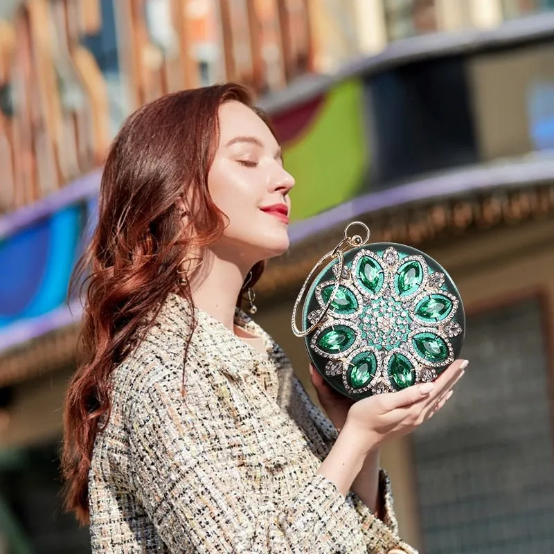 Luxy Moon Round Evening Bag Diamond Clutch