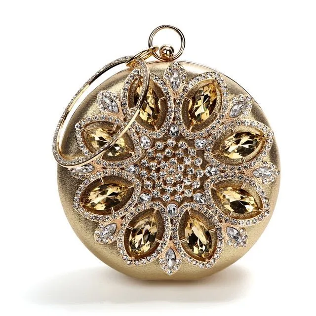 Luxy Moon Round Evening Bag Diamond Clutch