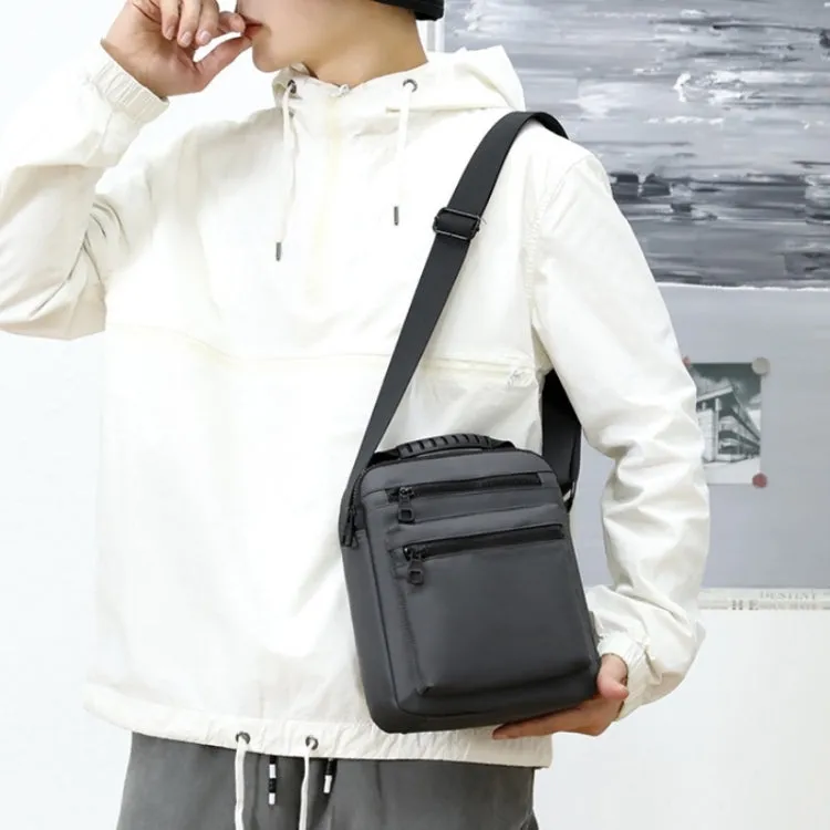 Men Casual Shoulder Bag Oxford Cloth Sports Crossbody Chest Bag(Black)