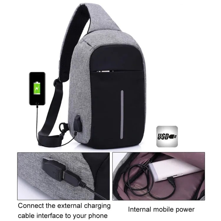 Multi-Function Portable Casual Chest Bag Outdoor Sports Anti-theft Shoulder Bag with External USB Charging Interface for Men / Women (Purple)