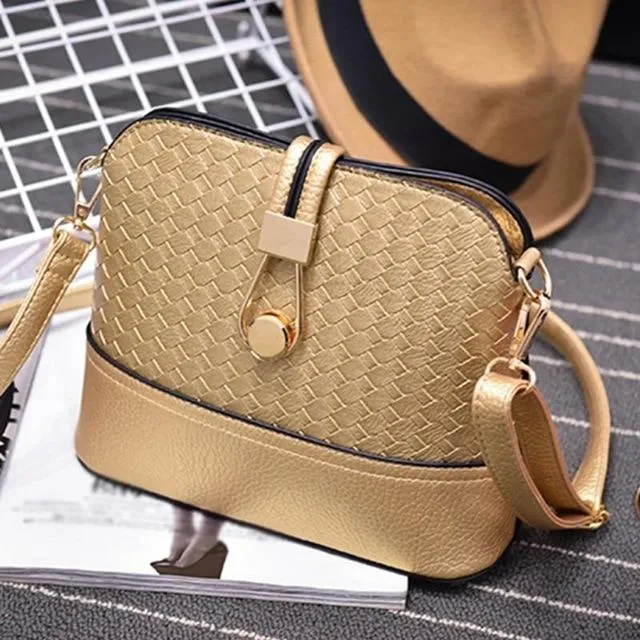 New Ladies fashion braided shoulder bag hobo cross body shell bag women black/ silver/ gold