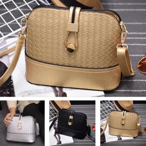 New Ladies fashion braided shoulder bag hobo cross body shell bag women black/ silver/ gold