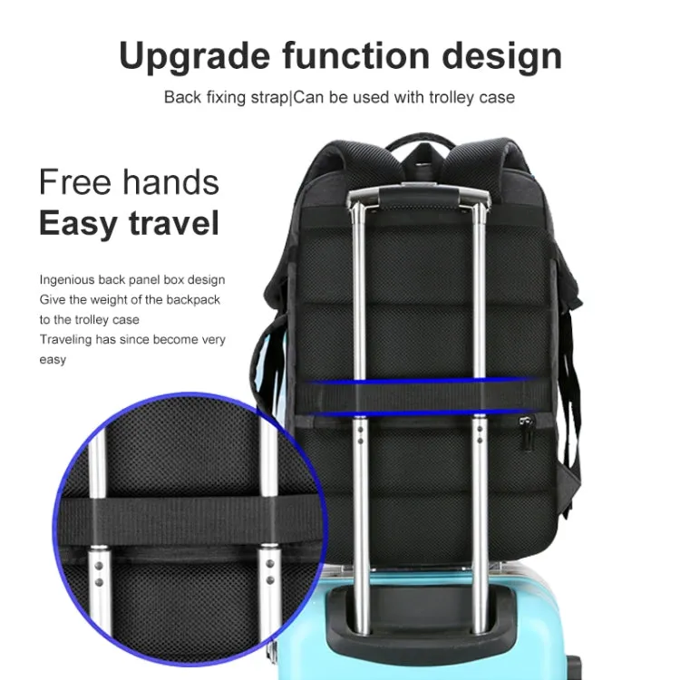 OUMANTU 1907 Large Capacity Men Laptop Backpack Business Travel Shoulders Bag with External USB Charging Port(Black)