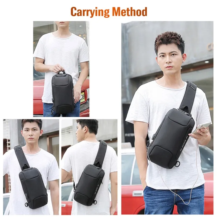 OZUKO 9223 Anti-theft Men Chest Bag Waterproof Crossbody Bag with External USB Charging Port, Style:Large Size(Dark Gray)