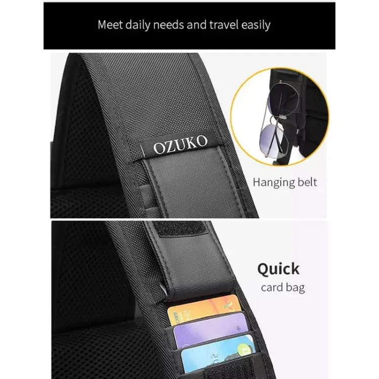 Ozuko 9334 Men Outdoor Multifunctional Waterproof Messenger Bag with External USB Charging Port(Black)