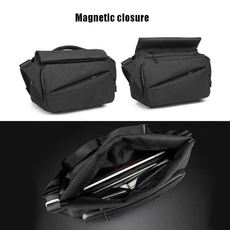 Ozuko 9349 Multifunctional Waterproof Men Messenger Bag with External USB Charging Port(Black)