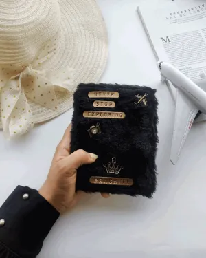 Passport Cover Black Fur