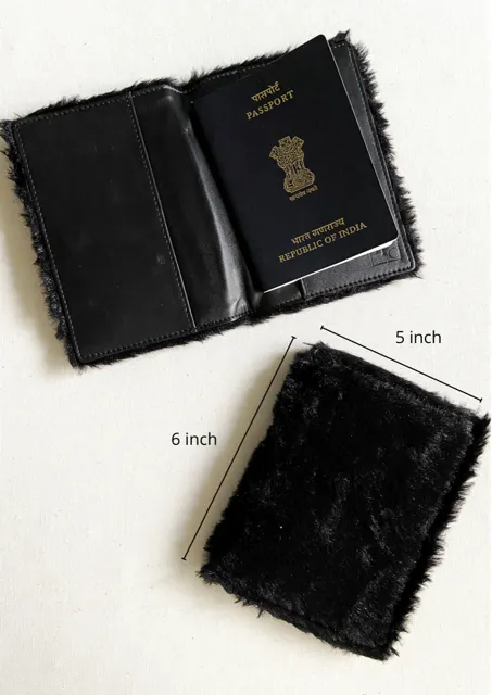 Passport Cover Black Fur