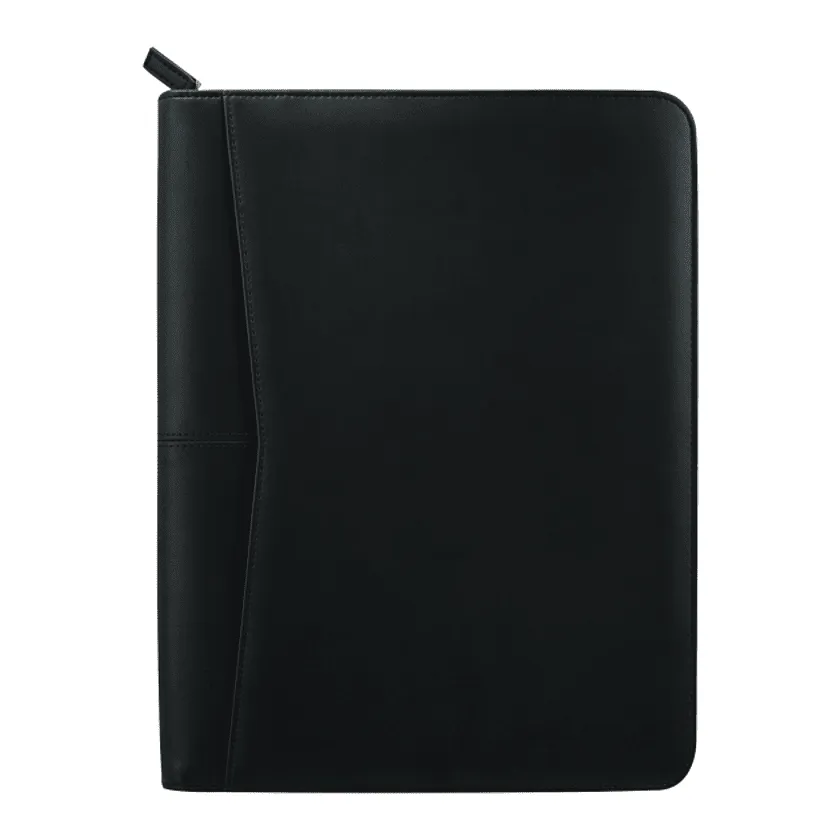 Pedova Zippered UltraHyde Branded Padfolios, Black