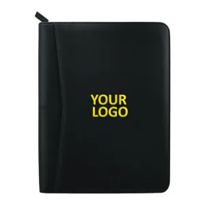 Pedova Zippered UltraHyde Branded Padfolios, Black