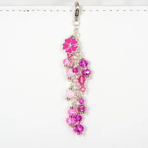 Pink Blossom Planner Charm with a Mixed Pink Crystal Dangle