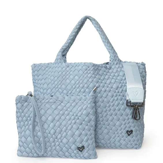 PreneLove London Large Woven Tote - Sky Blue