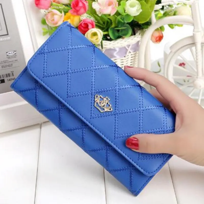 Princess Crowned Vibrant Diamond Pattern Long Wallet