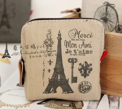 RoseDiary Coin purses,Restoring ancient ways Paris memory canvas coin purses child women change purse,lady zero wallets bag