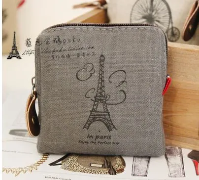 RoseDiary Coin purses,Restoring ancient ways Paris memory canvas coin purses child women change purse,lady zero wallets bag