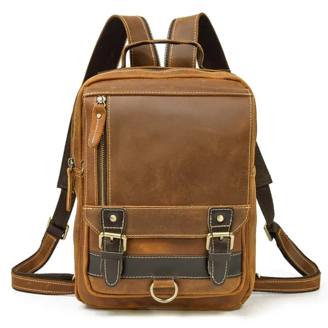 Single Shoulder Leather Backpack