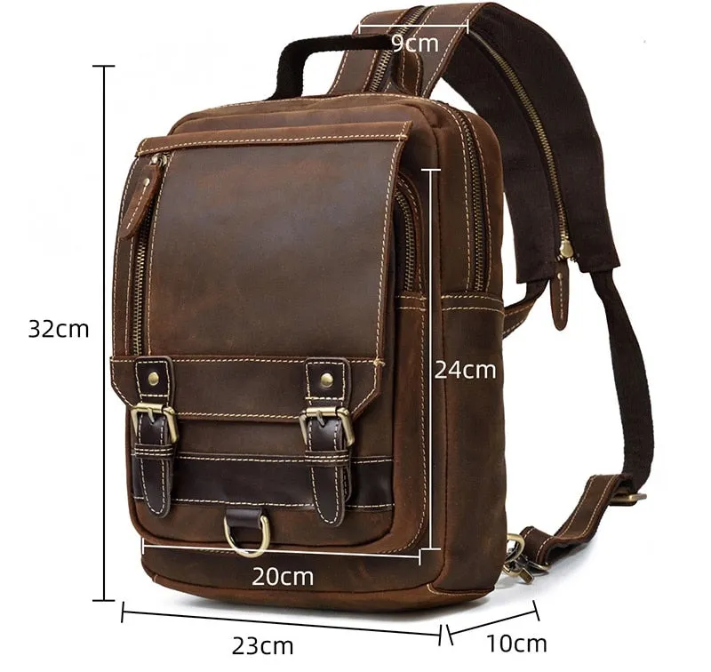 Single Shoulder Leather Backpack