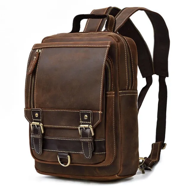 Single Shoulder Leather Backpack