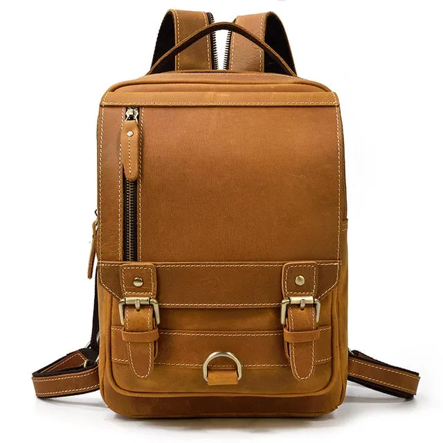 Single Shoulder Leather Backpack