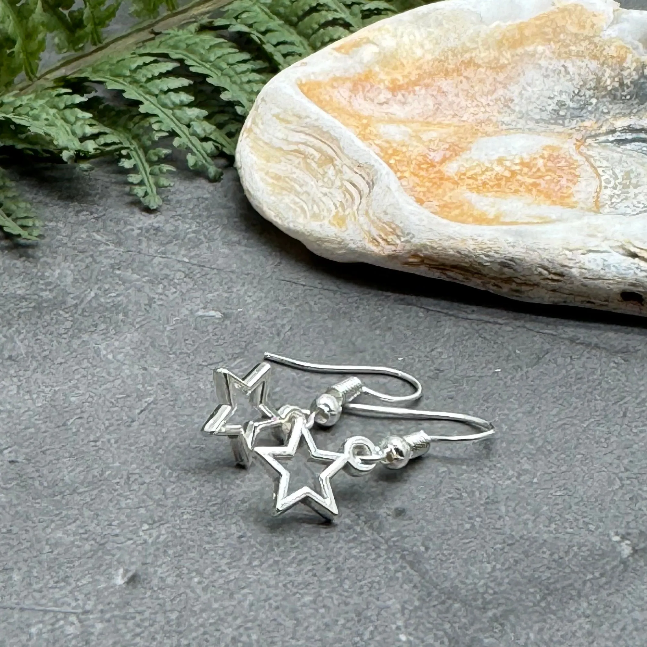 Small Star Charm Silver Plated Earrings