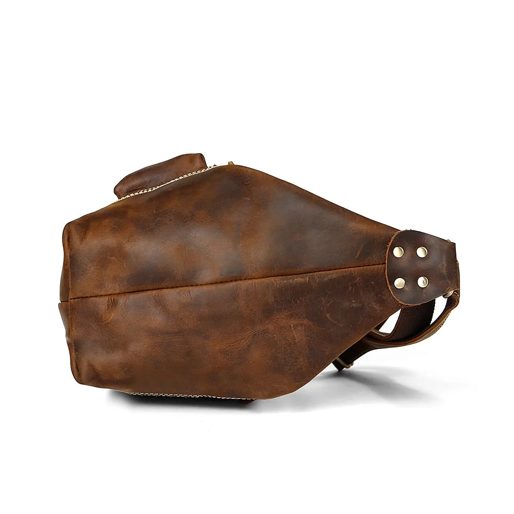 SnazzyMan Leather Zipper Chest Pack Messenger Bag