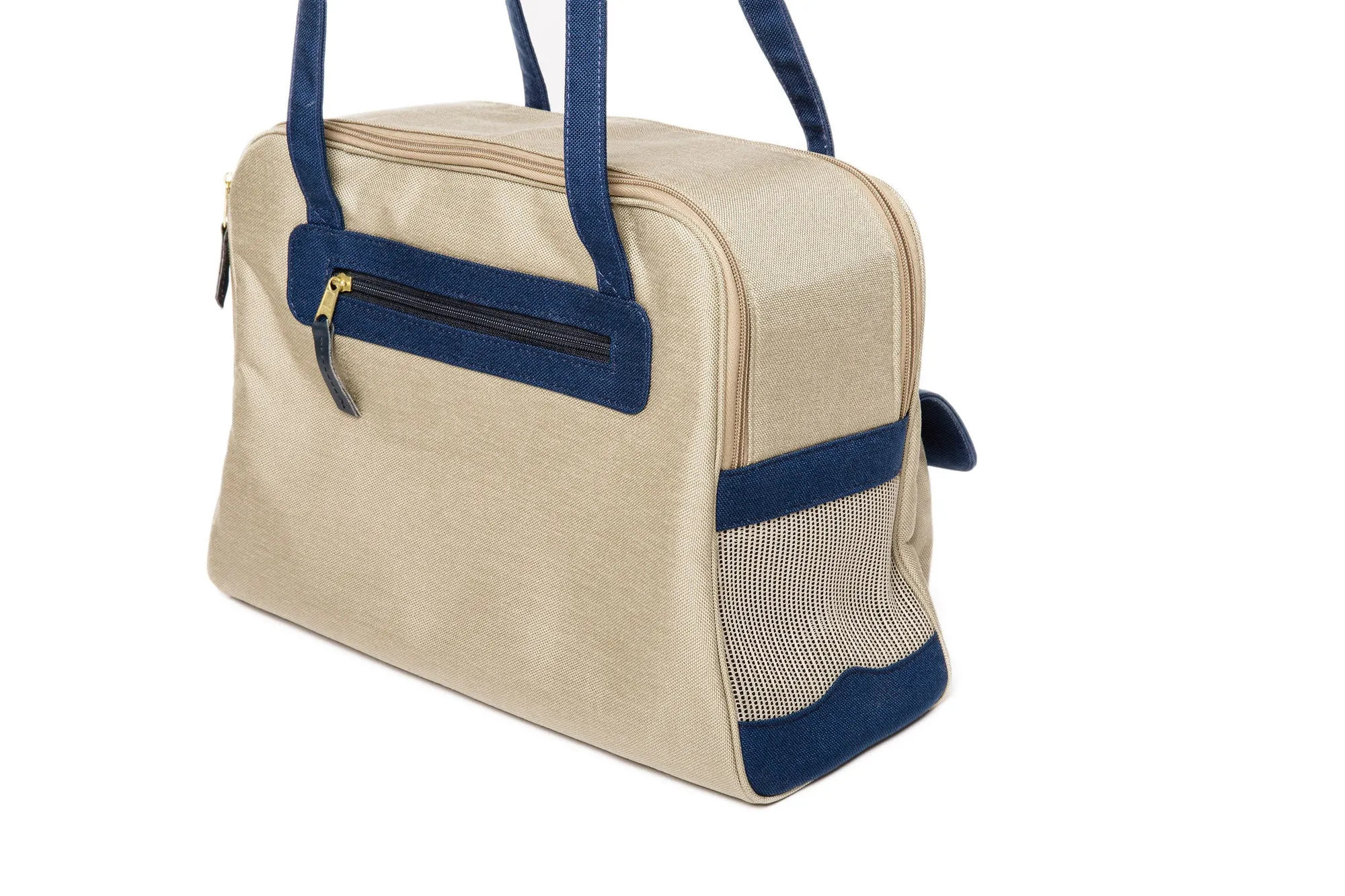 Spring/Summer - Canvas Dog Carrier Beige w/Colored Canvas Trim - 5 Color Options