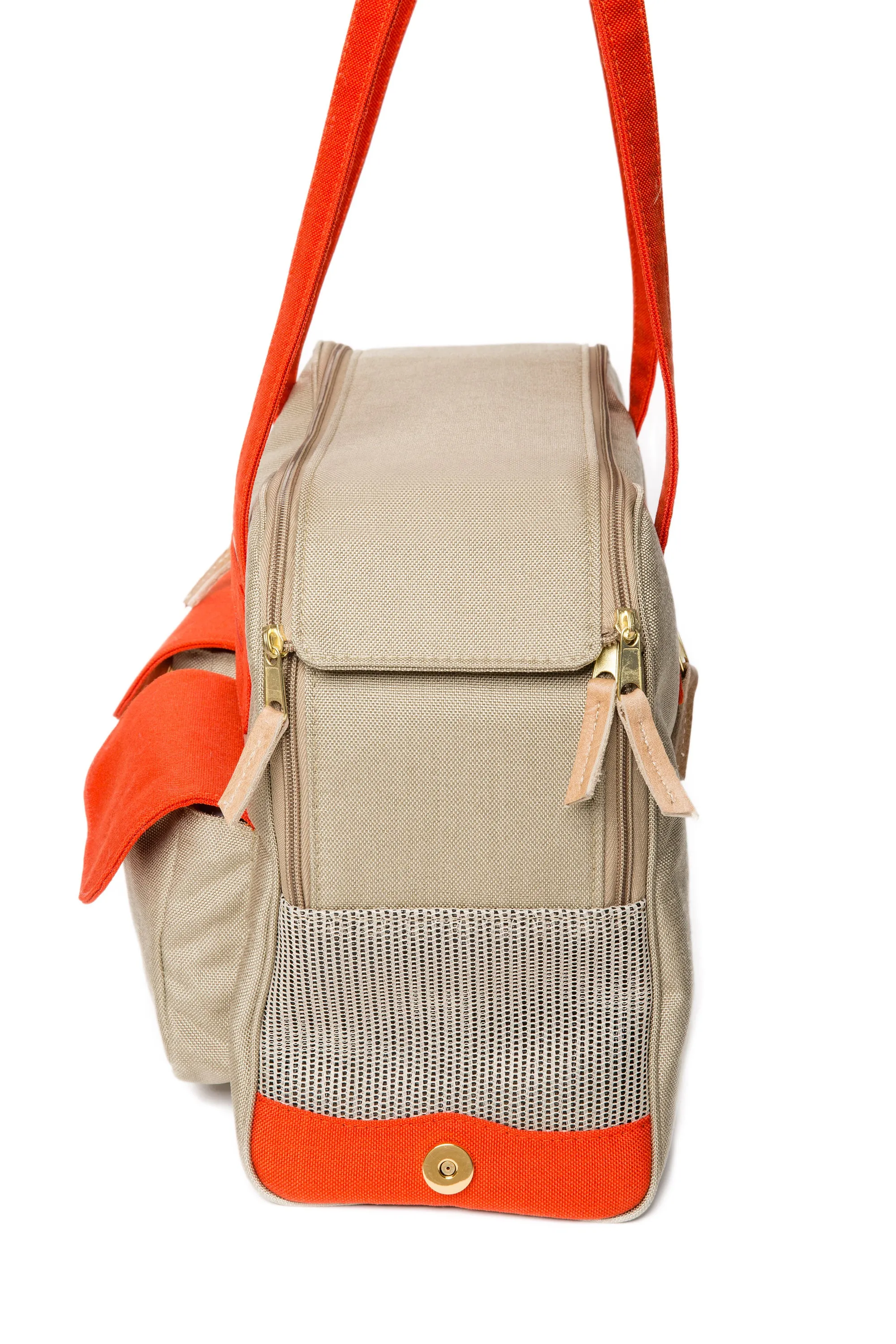 Spring/Summer - Canvas Dog Carrier Beige w/Colored Canvas Trim - 5 Color Options