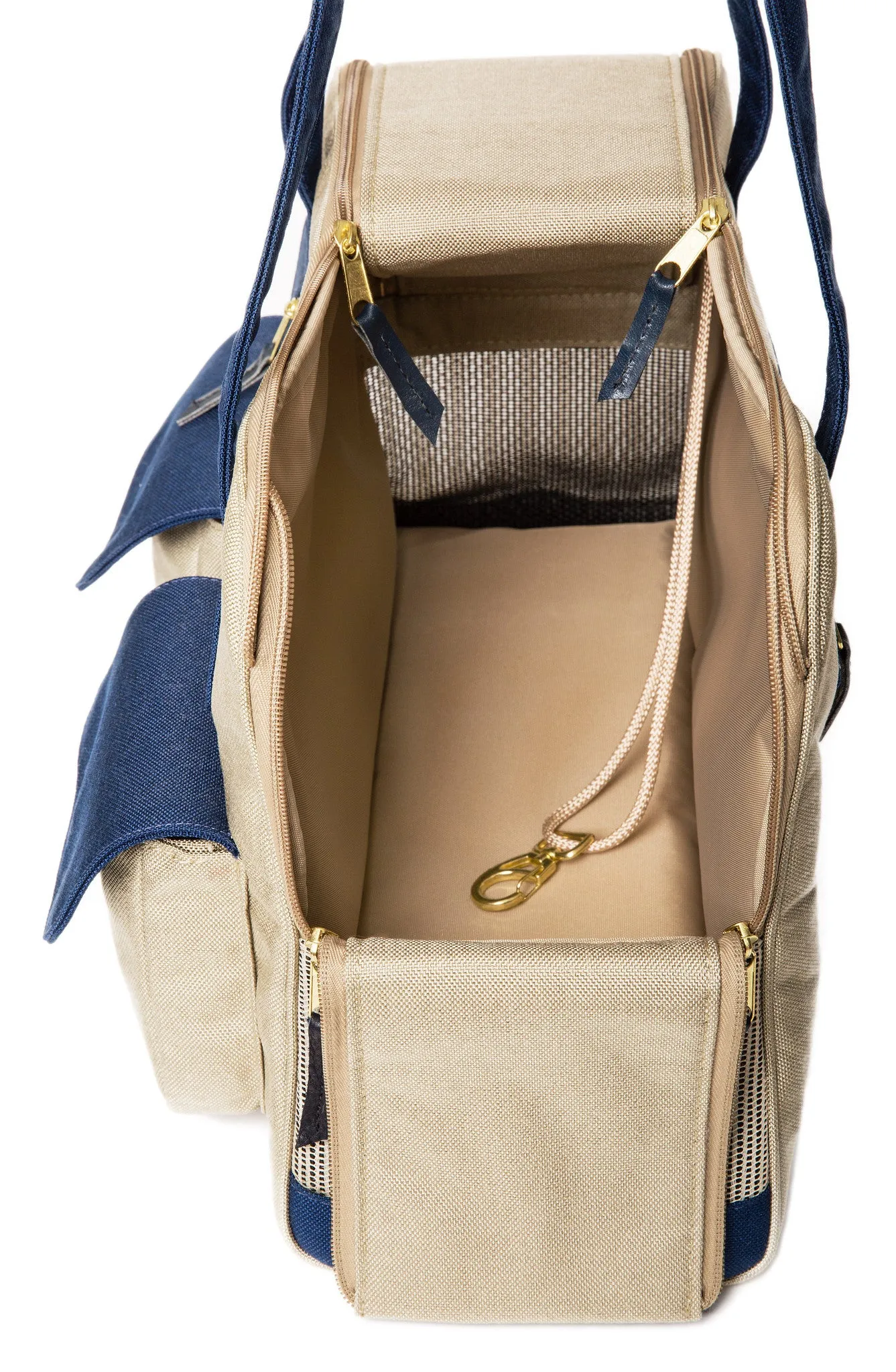 Spring/Summer - Canvas Dog Carrier Beige w/Colored Canvas Trim - 5 Color Options