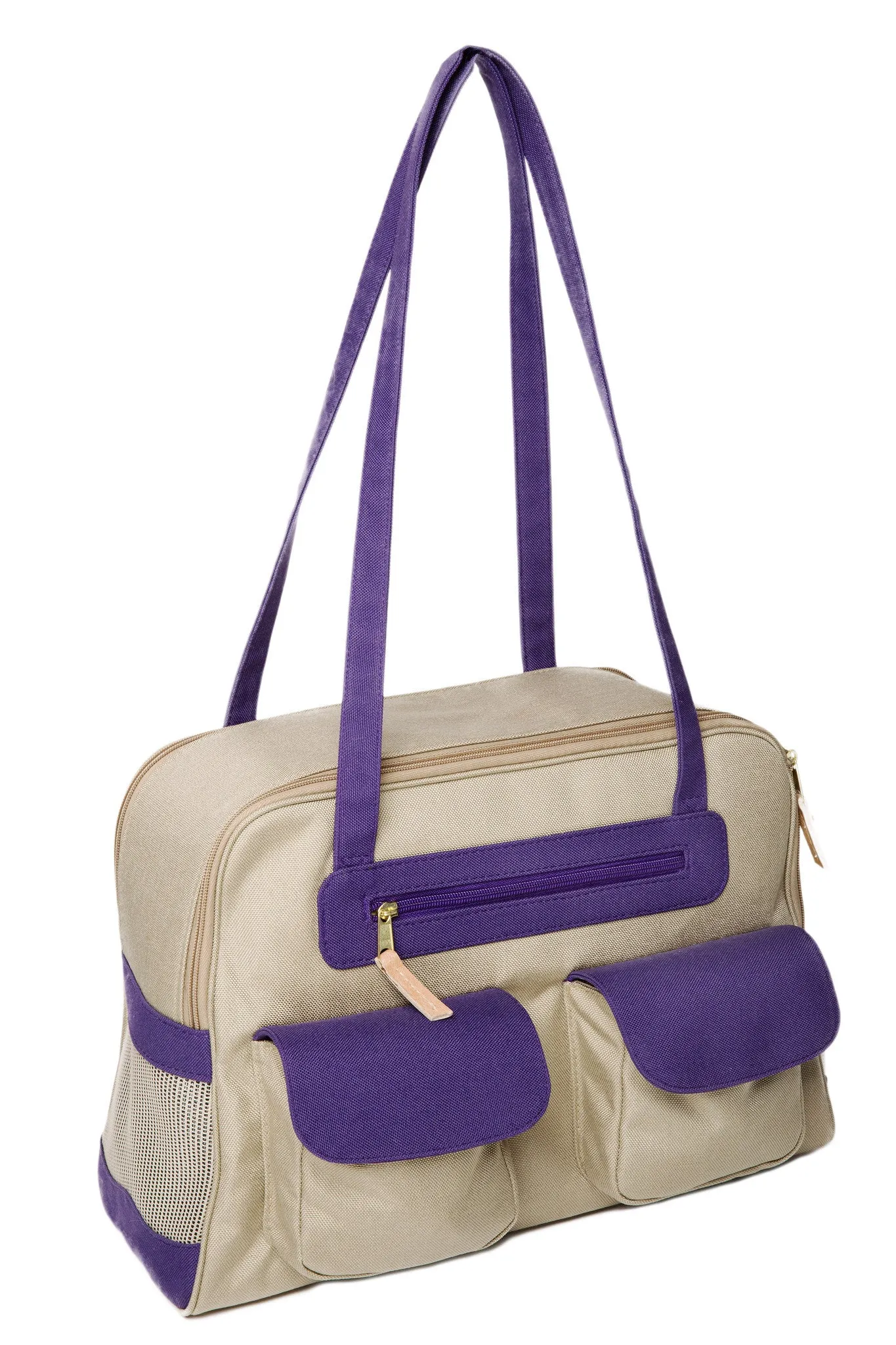 Spring/Summer - Canvas Dog Carrier Beige w/Colored Canvas Trim - 5 Color Options